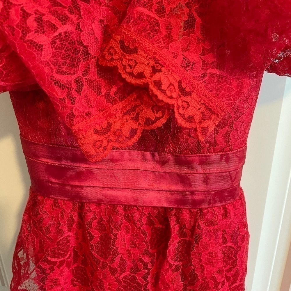 Gunne Sax vintage red lace peplum high neck dress - Picture 15 of 16
